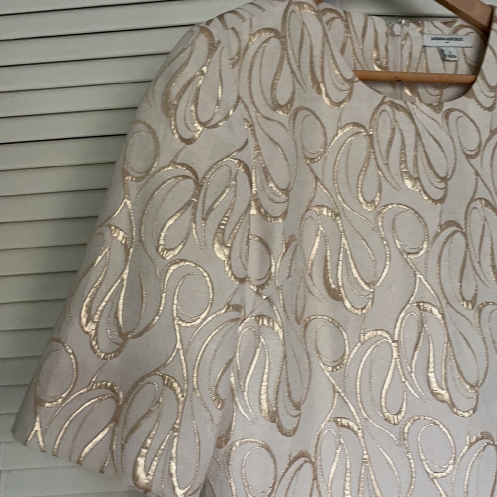 Banana Republic Embroidered Sheath Dress Cream and Gold Small - Picture 4 of 9